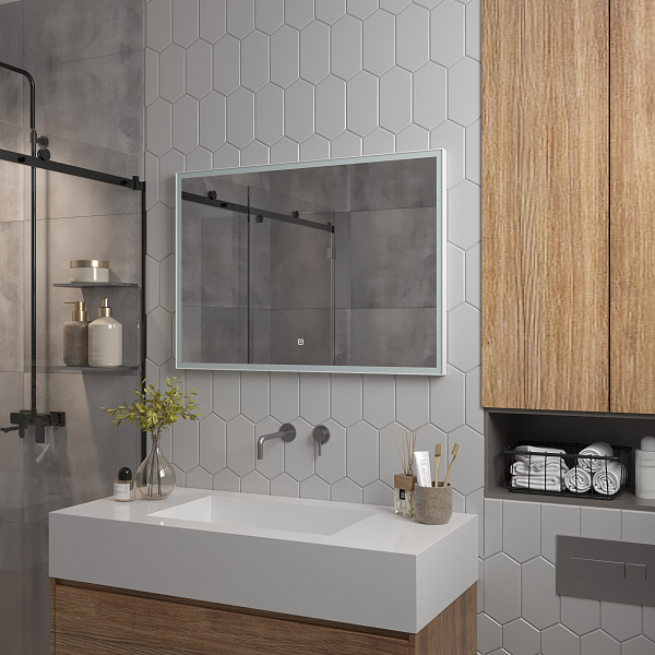 Зеркало Континент "Frame white standart" 1000x700