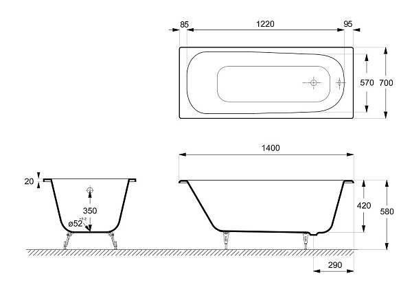 Ванна чугунная Delice Continental 1400х700
