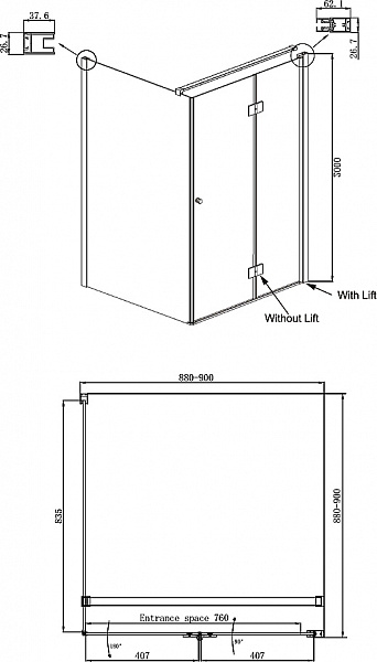 Душевое ограждение Ambassador Diamond 12011105R
