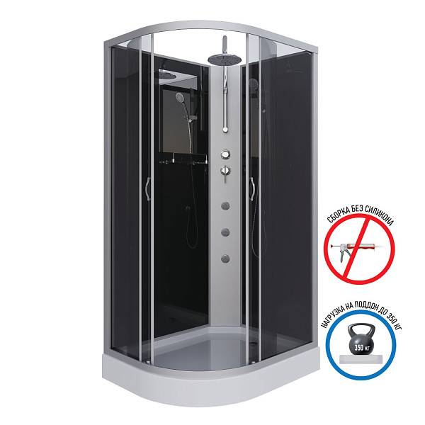 Душ.каб. NG-3512-14RBKTG (1200х800х2100-2400) низкий поддон(13см) стекло ТОНИРОВАННОЕ 3 места