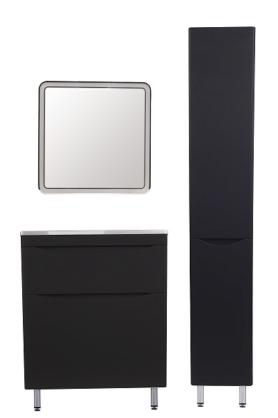 Тумба напольная "Бергамо мини 70" (2 ящ.) Люкс антискрейтч черный, под раковину, PLUS