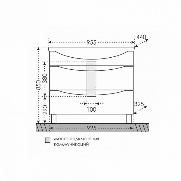 Тумба под раковину напольная Сатурн 95 Санта 700224