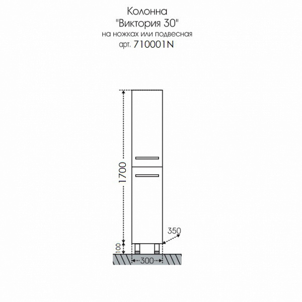 Шкаф-пенал Виктория 30 напольная/подвесная Санта 710001N