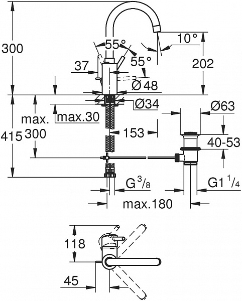 Смеситель для раковины Grohe Concetto 32629002