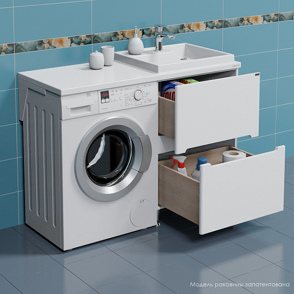 Тумба СаНта Лондон 59 2 ящ напольная, (ум. Юпитер 1200*500 литой мрамор)