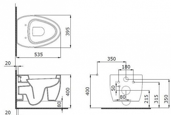 Чаша унитаза подвесного Bocchi Etna 1116-001-0129 белая