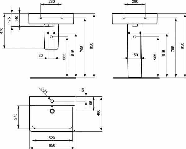 Раковина Ideal Standard Connect Cube 65 см E7730MA
