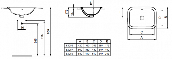 Раковина Ideal Standard Connect 45 см E505501