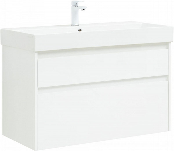 Тумба под раковину Aquanet Nova Lite 100 (SLIM SYNERGY) белый, 2 ящика 00249940