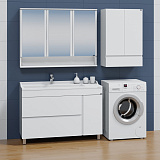 Тумба под раковину Санта Марс 120 см, 700254, 2 ящика, 1 дверь, напольная, белый ум.SIRIUS 120 литой мрамор)