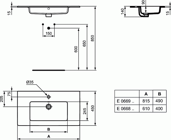 Раковина Ideal Standard Tempo 80 см E066901