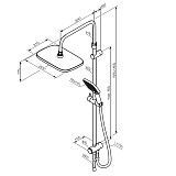 953000000 Gala душ.система: верх.душ 300*210 мм, ручн.душ 3 ф-ции 110*260 мм, штанга 1050-1450, хром