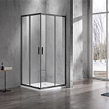 Душевое ограждение AZARIO 900х900х2000, БЕЗ ПОДДОНА (угловой вход, 2 двери), черный профиль