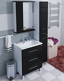 Зеркальный шкаф Омега 60, свет, черное, левый Санта 107011