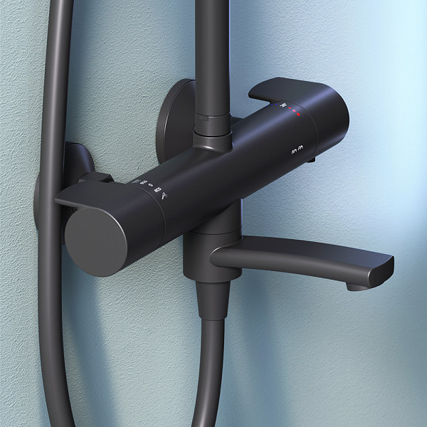 F0785A522 X-Joy, душ.система:  см-ль д/ванны/душа с ТМС, душ.штанга,верхний душ 220мм, ручн душ,черн