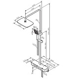 F078F222 Func, душ. система: см-ль-полка д/душа с ТМС: душ.штанга, верхн. душ квадр., ручн.душ, черн