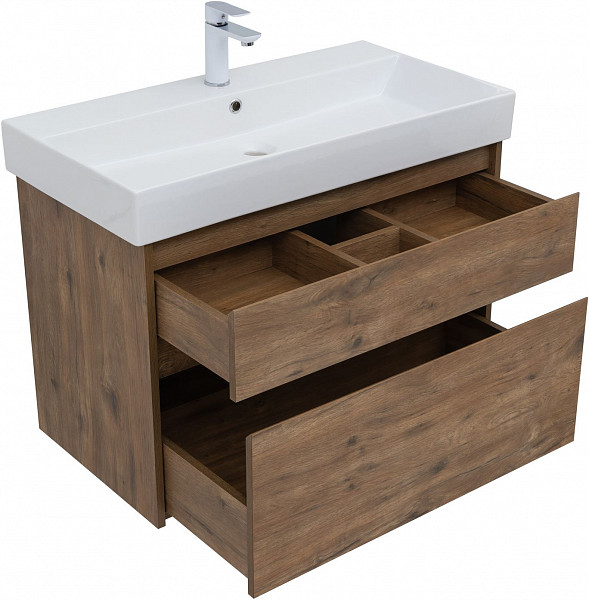Тумба под раковину Aquanet Nova Lite 85 дуб рустикальный, 2 ящика 00249954