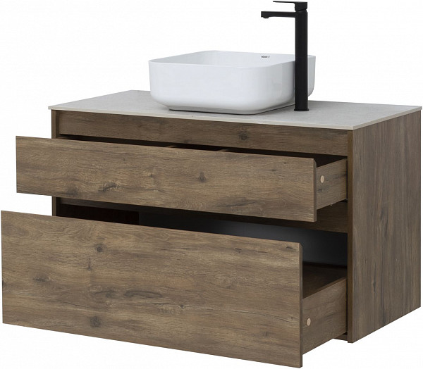 Тумба под раковину Aquanet Nova Lite 100 дуб рустикальный (2 ящика) 00249521