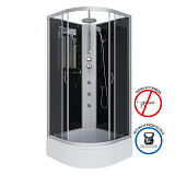 Душ.каб. NG-3503-14BKTG (800х800х2100-2400) средний поддон(26см) стекло ТОНИРОВАННОЕ 4 места