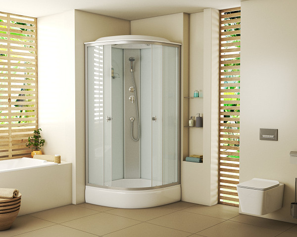 Душ.каб. NG-3304-14 (900х900х2150) низкий поддон(26см) стекло МАТОВОЕ 4 места