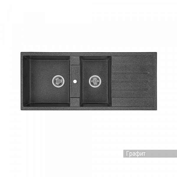 Мойка для кухни Aquaton Торина прямоугольная с крылом и дополнительной чашей графит 1A712032TR210