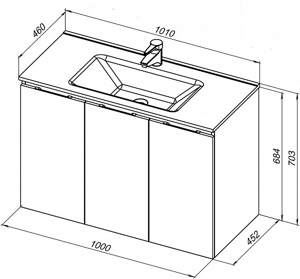 Тумба под раковину Aquanet Алвита New 100 3 дверцы, дуб веллингтон белый 00277533