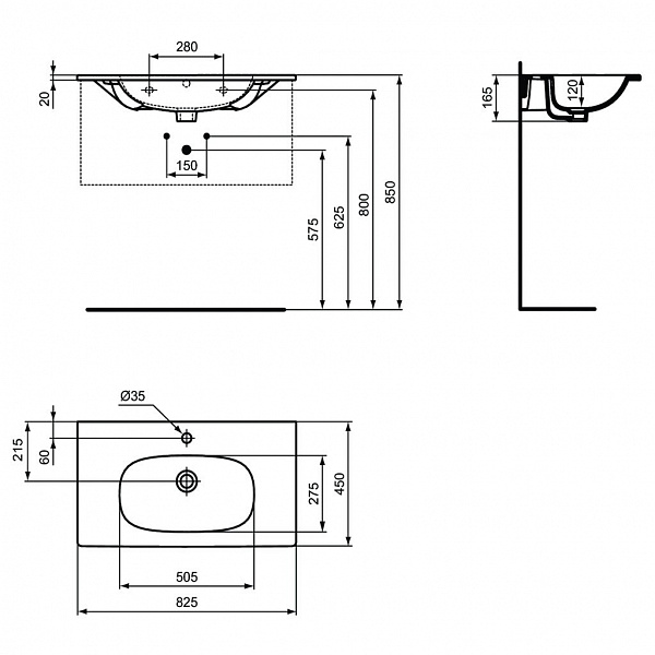 Раковина Ideal Standard Tesi 80 см T3509V1