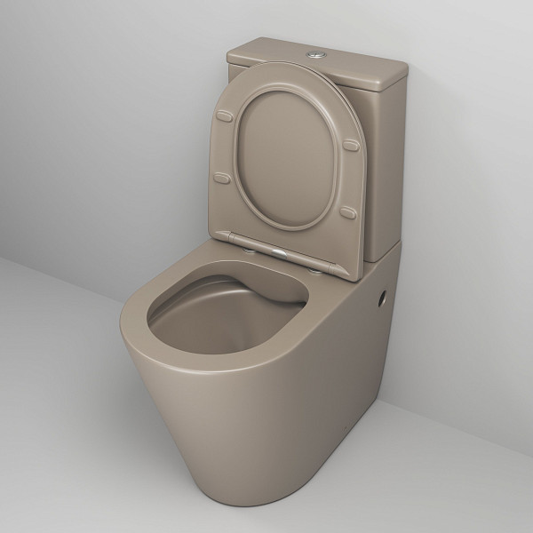 Унитаз GR-4480BRLMS Color (620*365*810) СВЕТЛО-КОРИЧНЕВЫЙ МАТОВЫЙ напольный БЕЗОБОДКОВЫЙ, 2 места