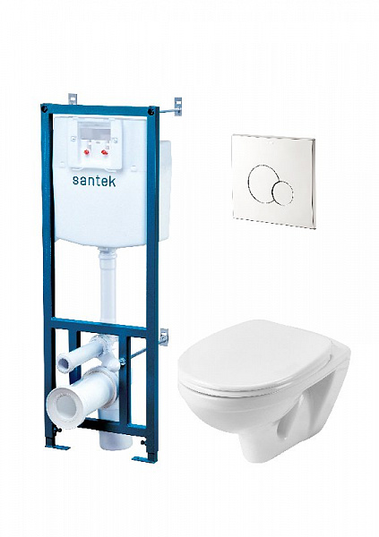 Комплект Santek Бореаль 1WH501544 подвесной унитаз+инсталляция+сиденье+панель хром