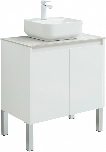 Тумба под раковину Aquanet Nova Lite 75 белый глянец (2 дверцы) 00298850