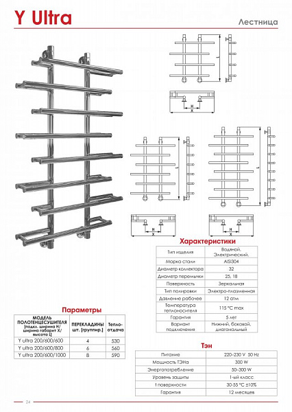 Полотенцесушитель Металлоизделия Y Ultra 20x60x100
