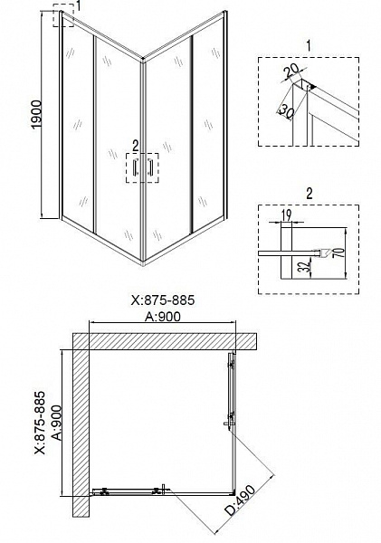 Душевой уголок Niagara Nova 90х90х190 NG- 6608-08