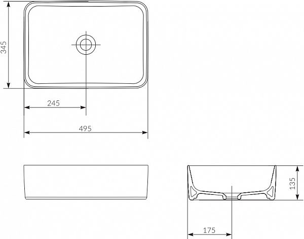 Раковина Cersanit Crea Rectangular 50 см P-UM-CRE50/1-oc-RC