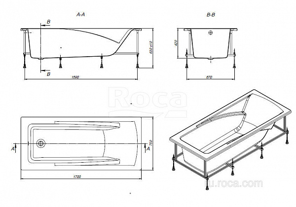 Акриловая ванна Roca Hall 170х75 ZRU9302768
