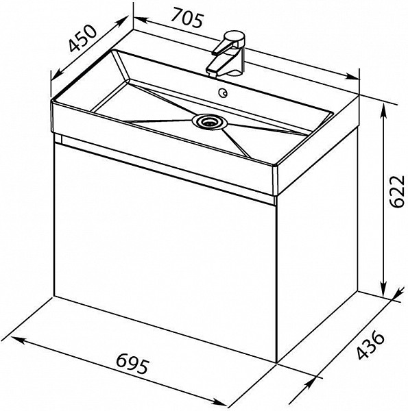 Тумба под раковину Aquanet Йорк 70 белый 00202093