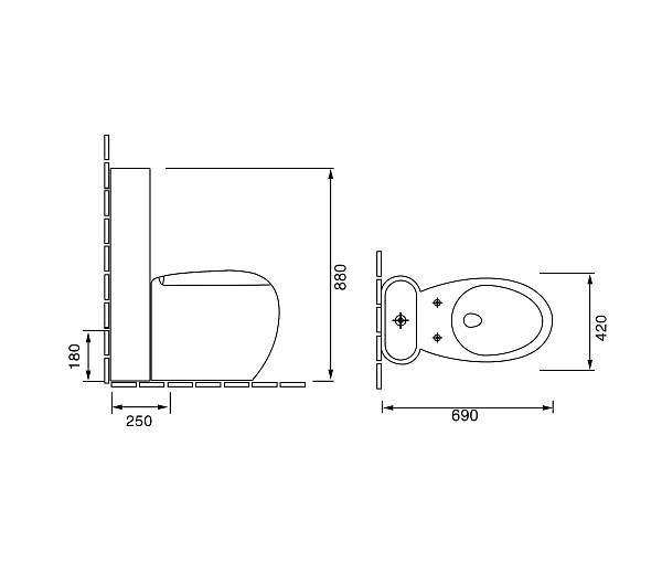 Унитаз GR-4424 Solis (690*420*880) напольный с толстой крышкой, 1 место