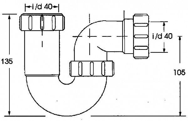 Сифон трубный без выпуска 1 1/2" P-образный McAlpine 5255