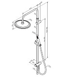 936000300 Scandinavian Pure душ.система: верх.душ 250 мм, ручн.душ 1 ф-ция, штанга 1050-1450, черны