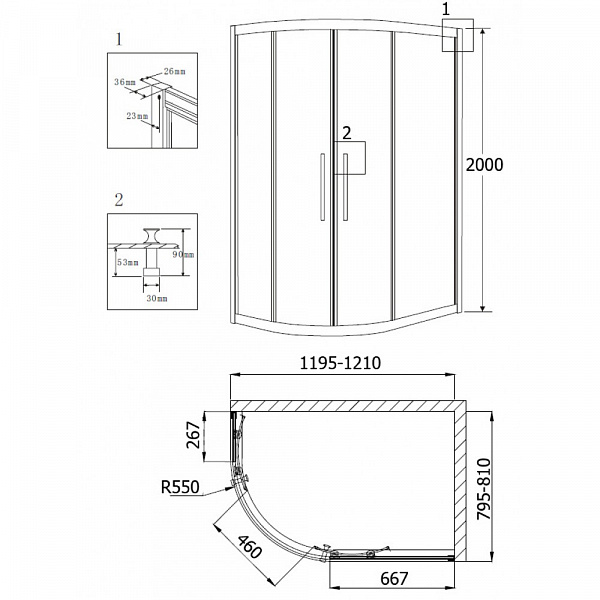 Душевой уголок Grossman Pragma PR-120GR 120x80