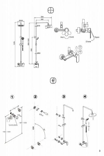 Душевая колонна со смесителем для душа Bravat Opal R F9125183CP-A2-RUS