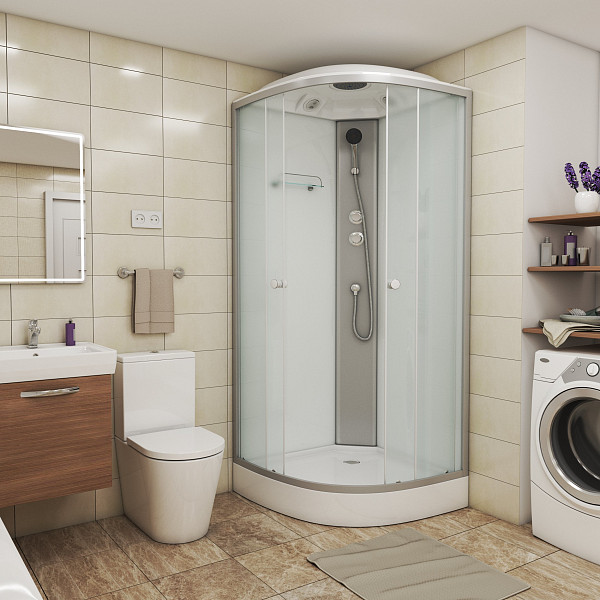 Душ.каб. NG-4302-14 (1000х1000х2150) низкий поддон(13см) стекло МАТОВОЕ 3 места