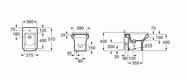 Биде Roca Dama-N напольное 357784000