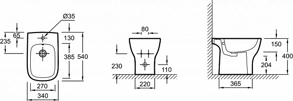Биде напольное Jacob Delafon Struktura EBC0002-00