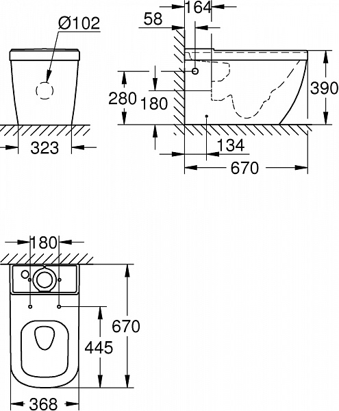 Унитаз-компакт (чаша) Grohe Euro Ceramic 39338000