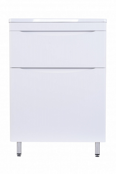 Тумба напольная "Бергамо мини 60" (2 ящ.) Люкс антискрейтч белый, под раковину, PLUS