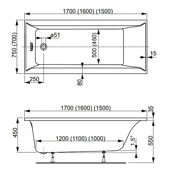 Акриловая ванна Vagnerplast Veronela 160x70 VPBA167VEA2X-04