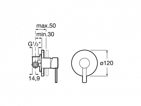 Смеситель Roca Targa для душа скрытого монтажа 5A2260C00