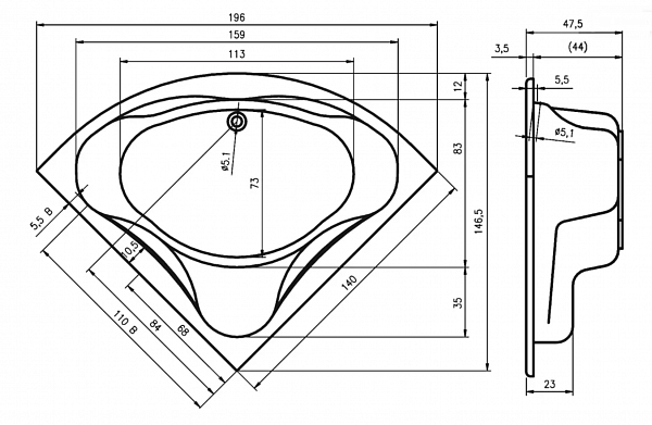 Акриловая ванна Riho Neo 140x140 B076001005