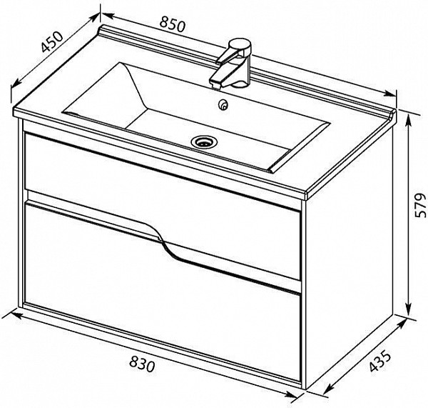 Тумба под раковину Aquanet Модена 85 белый 00196965