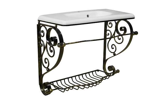 Кованый кронштейн для раковины "Оливия 60" (патина)